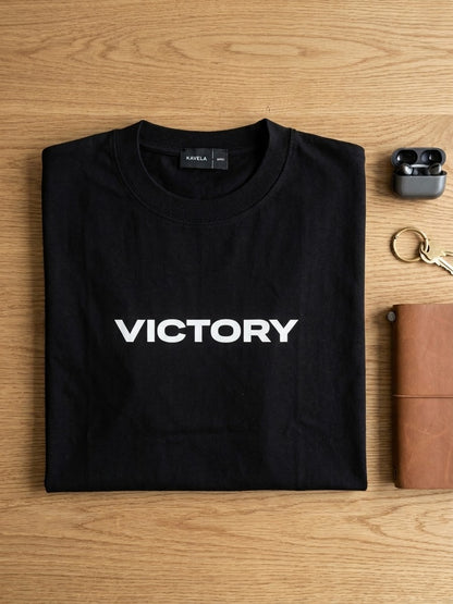Drop Shoulder Fit 3D"VICTORY" Front Puff Print