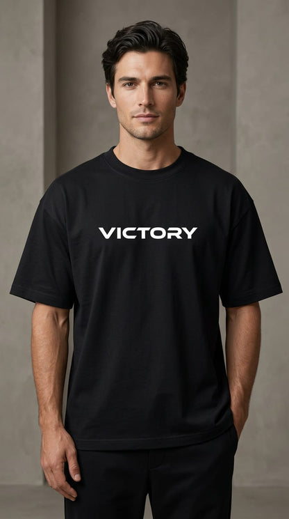 Drop Shoulder Fit 3D"VICTORY" Front Puff Print