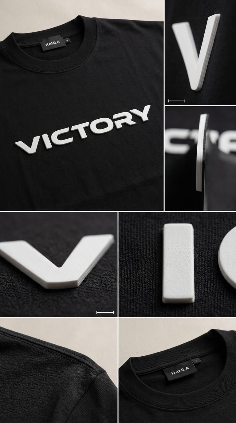 Drop Shoulder Fit 3D"VICTORY" Front Puff Print