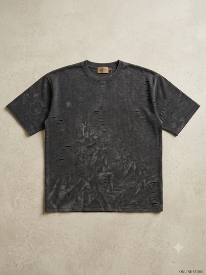 Urban Grunge Down-Shoulder Acid Wash T-Shirt