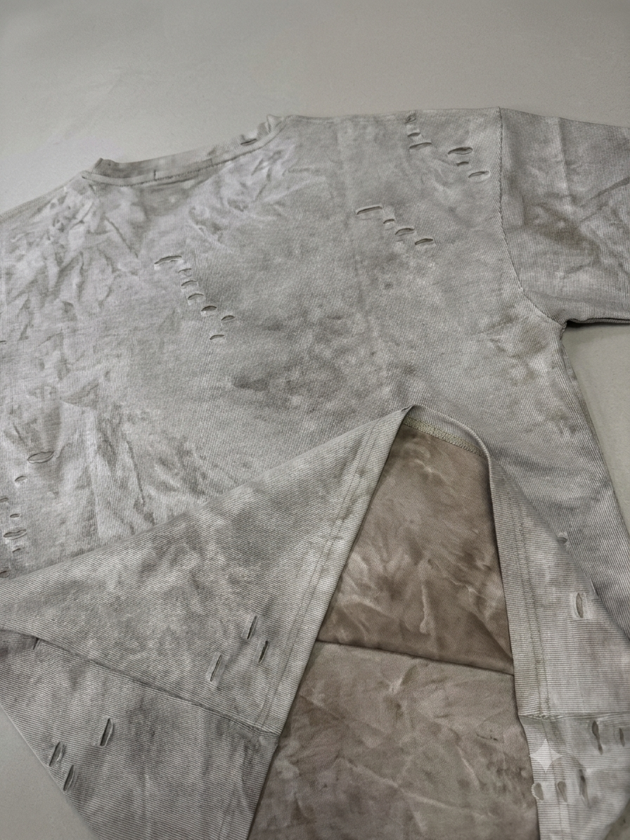 Urban Grunge Down-Shoulder Acid Wash T-Shirt