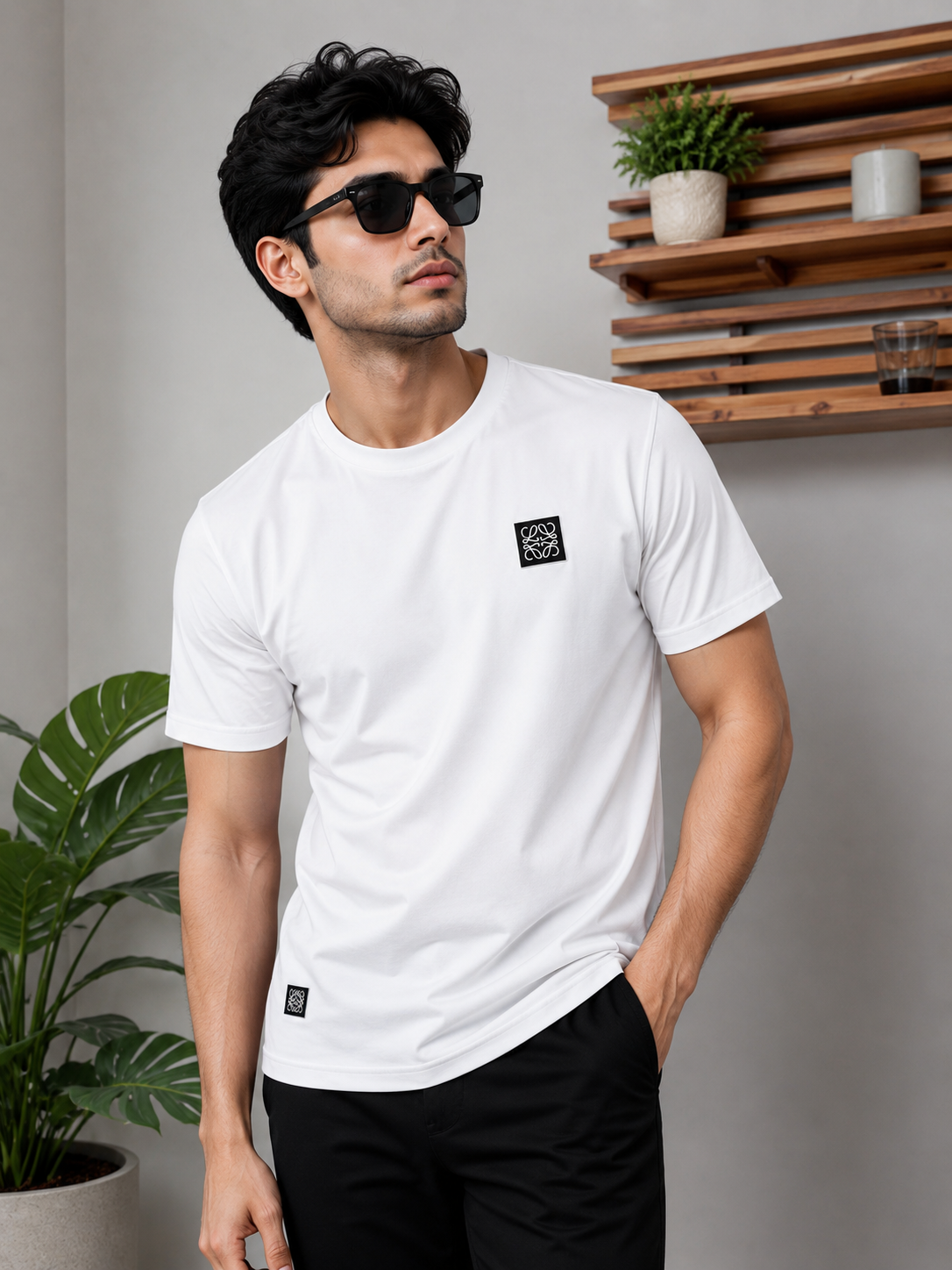 Minimalist Logo Patch Crew Neck T-Shirt | Men & Women