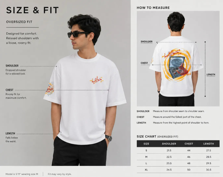 Drop Shoulder Oversized Graphic T-Shirt — خواہش × ہمیں زندہ رہنے دو